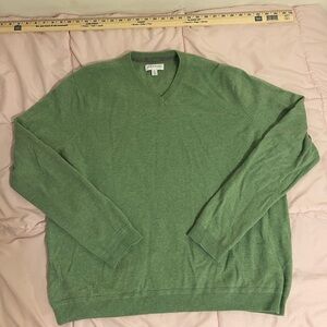 John W. Nordstrom V-Neck Sweater in Green cashmere